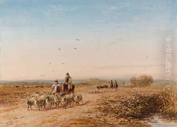 Shepherds driving their sheep Oil Painting by David Cox