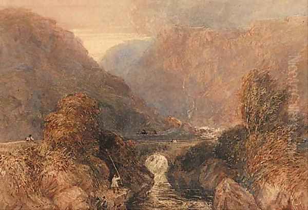 Pont-Aberglasslyn, near Beddgelert Oil Painting by David Cox