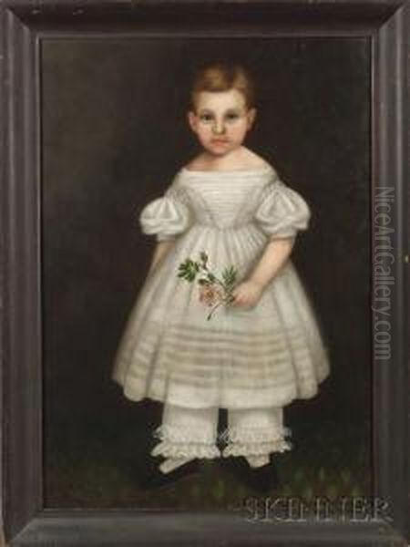 Portrait Of A Little Girl In White. Oil Painting by Erastus Salisbury Field