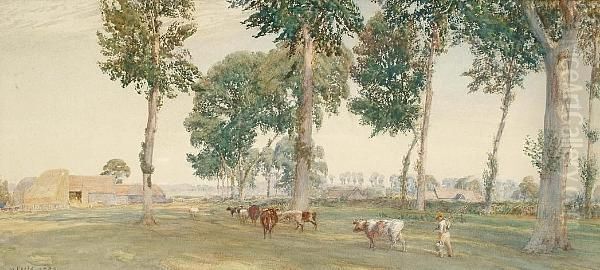 Scene In The Thames Valley Oil Painting by Walter Field