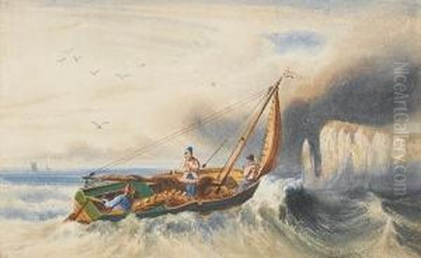 Fishermen At Sea Oil Painting by Newton Fielding