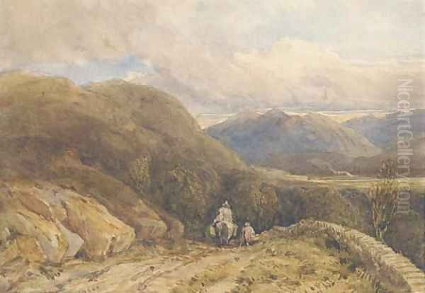 A Welsh mountain valley Oil Painting by David Cox