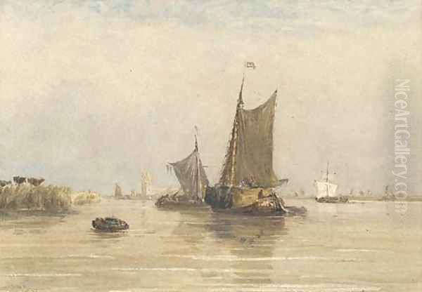 On the Scheldt, Holland Oil Painting by David Cox