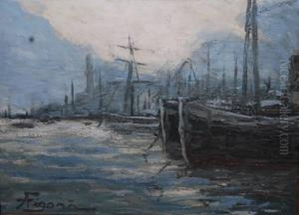 Porto Di Genova Oil Painting by Andrea Figari