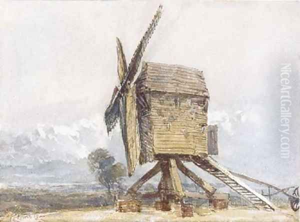 Windmill in a landscape Oil Painting by David Cox