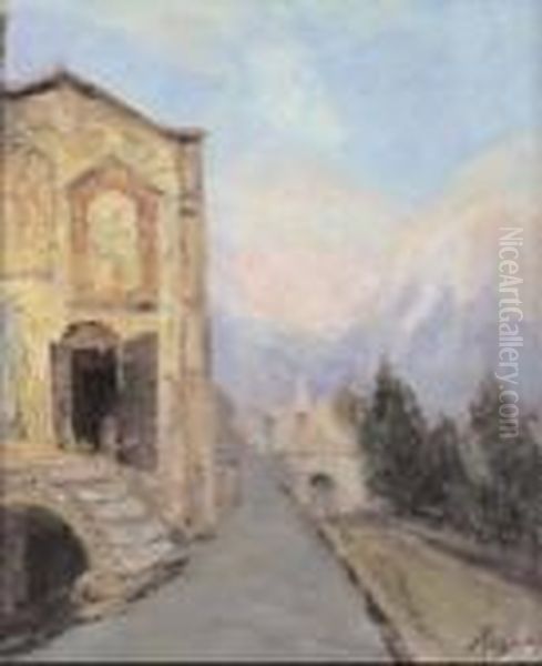 Paesaggio Di Ormea Oil Painting by Andrea Figari