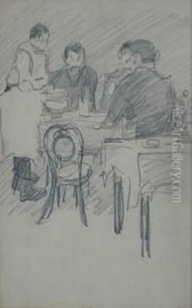 El Restaurante Oil Painting by Juan Carlos Figari Castro