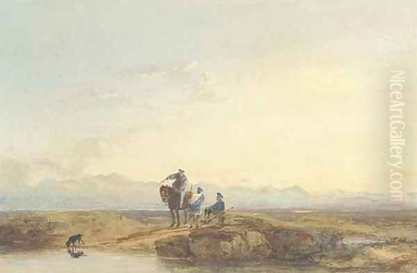 Figures in highland dress Oil Painting by David Cox