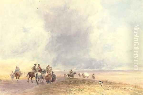 Lancaster Sands, Lancashire Oil Painting by David Cox