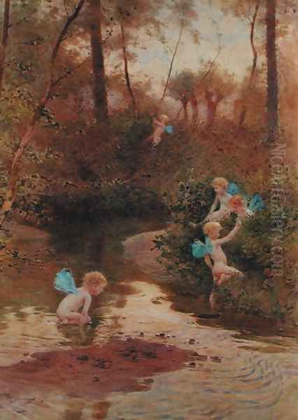 Waterbabies Oil Painting by Hector Caffieri