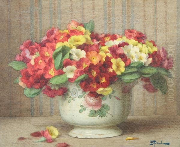 Flowers In A Vase Oil Painting by Ernest Filliard