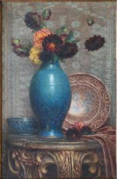 Nature Morte Au Bouquet Oil Painting by Ernest Filliard