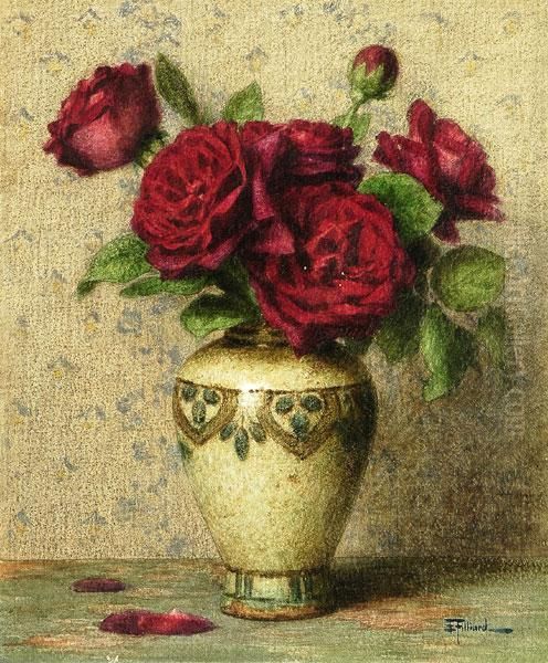 Vaso Con Rose Oil Painting by Ernest Filliard