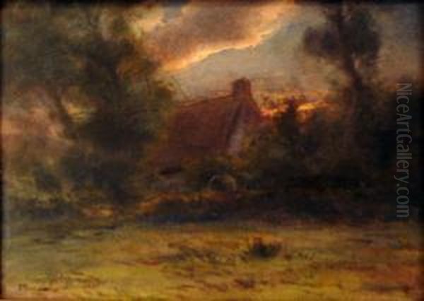 Maison Au Soleil Couchant Oil Painting by Ernest Filliard