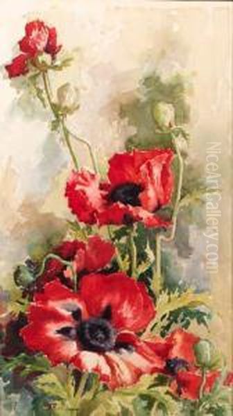 Blossoming Poppies Oil Painting by Ernest Filliard