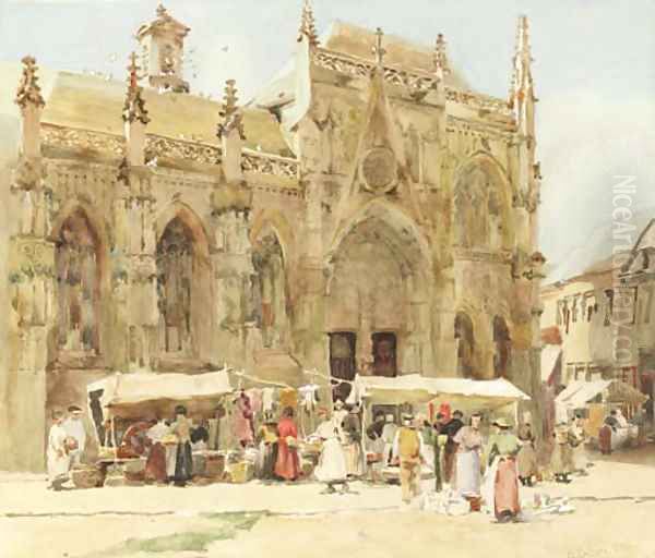 Market scene Oil Painting by Hector Caffieri