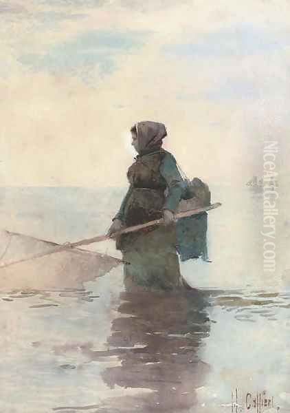 The shrimper Oil Painting by Hector Caffieri