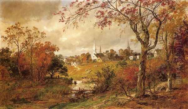 Autumn Landscape - Saugerties, New York Oil Painting by Jasper Francis Cropsey