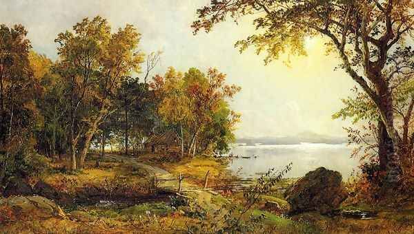 A Cabin on Greenwood Lake Oil Painting by Jasper Francis Cropsey