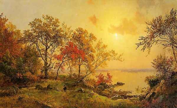 Autumn Landscape - View of Greenwood Lake Oil Painting by Jasper Francis Cropsey