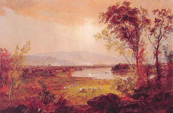 A Bend in the River Oil Painting by Jasper Francis Cropsey