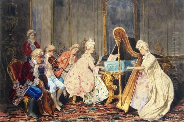 An Afternoon Recital Oil Painting by Giovanni Battista Filosa