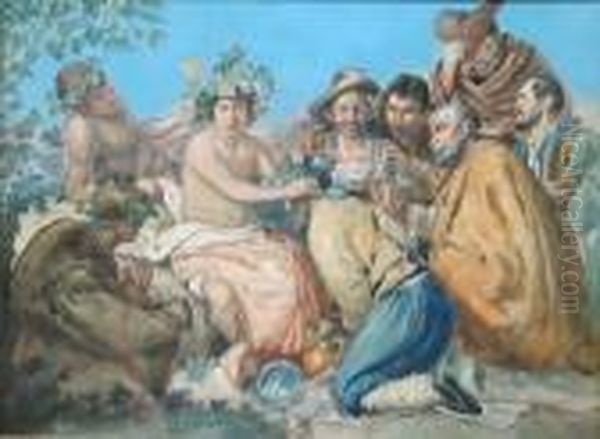 Peasants Bacchanalia Oil Painting by Giovanni Battista Filosa