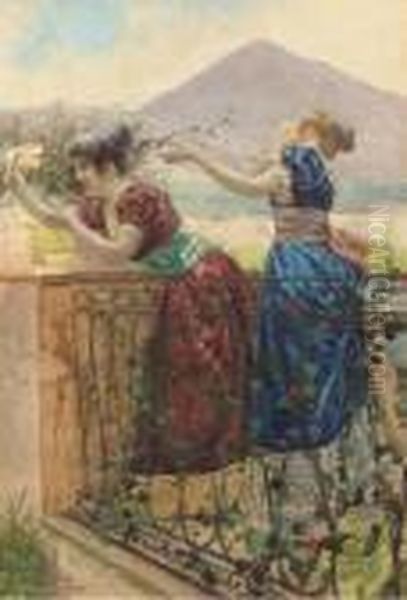 Farewell From The Balcony Oil Painting by Giovanni Battista Filosa