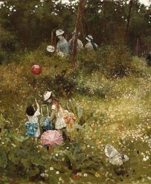 Springtime In The Meadow Oil Painting by Giovanni Battista Filosa