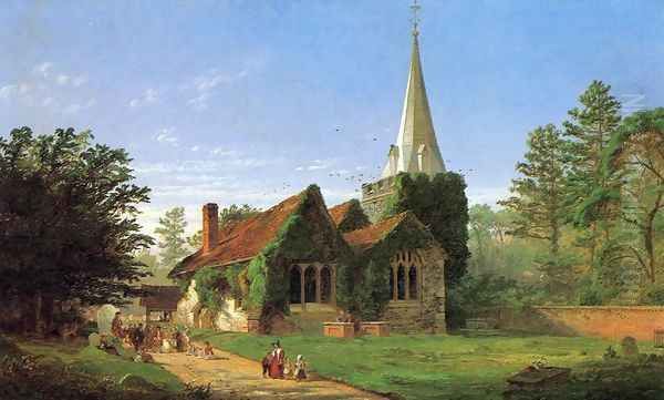 The Church at Stoke Poges Oil Painting by Jasper Francis Cropsey