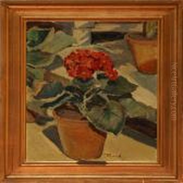 Still Life With Potplants Oil Painting by Ludvig Find