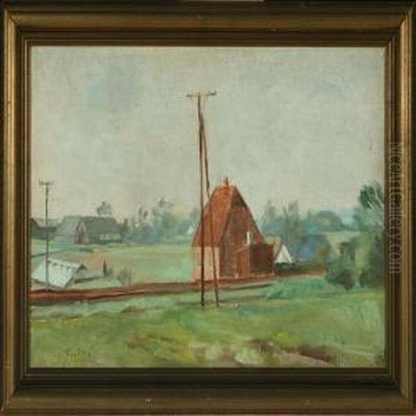 Landscape With Houses Oil Painting by Ludvig Find