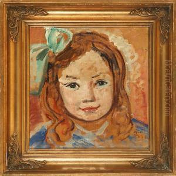 A Girl Oil Painting by Ludvig Find