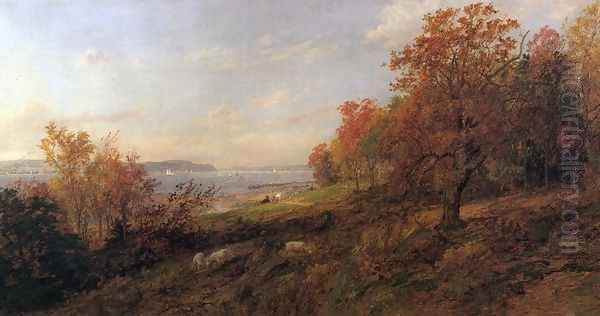 View from Hastings toward the Tappan Zee Oil Painting by Jasper Francis Cropsey