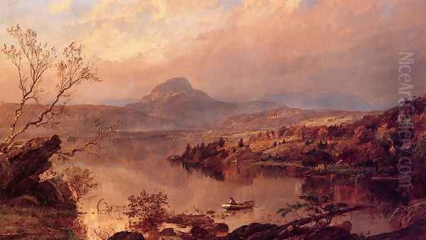 Wickham Pond and Sugar Loaf Mountain, Orange County Oil Painting by Jasper Francis Cropsey