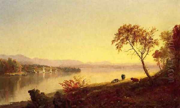 Along the River Oil Painting by Jasper Francis Cropsey