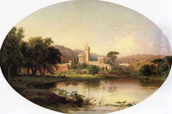 Castle by a Lake Oil Painting by Jasper Francis Cropsey