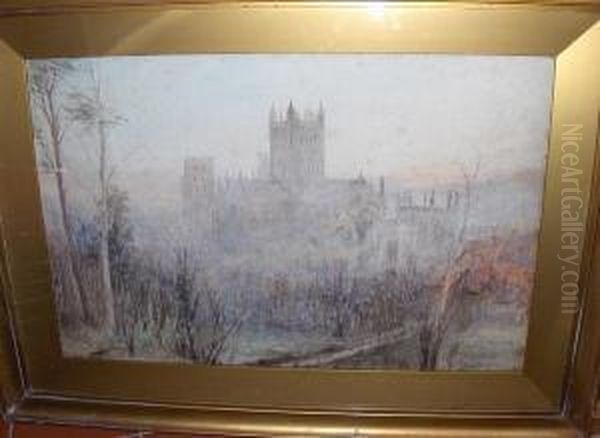 Wells Cathedral Oil Painting by Herbert John Finn