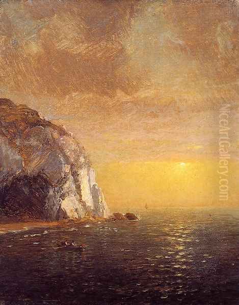 Rowing at Sunset Oil Painting by Jasper Francis Cropsey