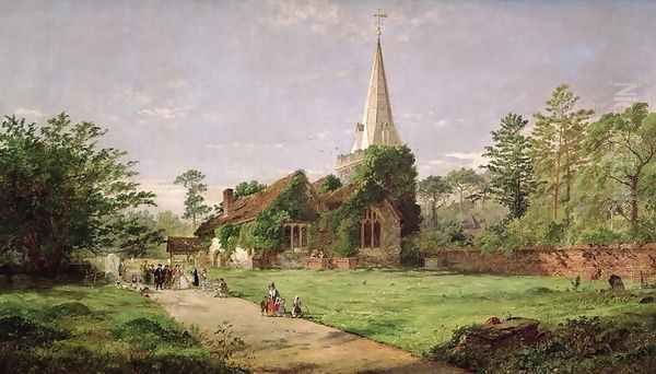 Stoke Poges Church Oil Painting by Jasper Francis Cropsey