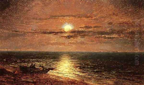 Moonlit Seascape Oil Painting by Jasper Francis Cropsey