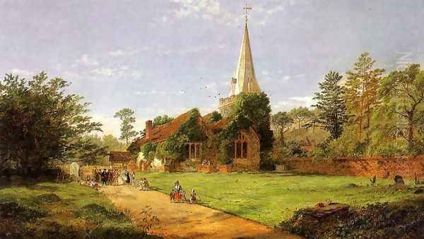 William Penn's Wedding Oil Painting by Jasper Francis Cropsey