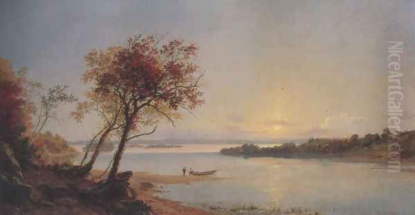 Autumn Landscape On The Hudson River 1876 Oil Painting by Jasper Francis Cropsey