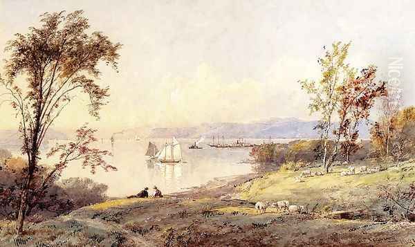 Along the Hudson Oil Painting by Jasper Francis Cropsey