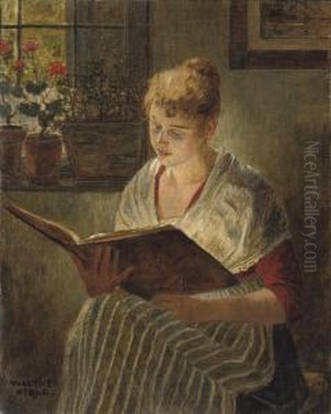 Reading By The Window Oil Painting by Walther Firle