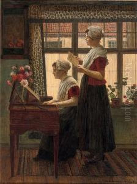 A Musical Moment Oil Painting by Walther Firle