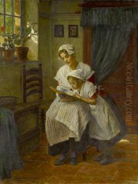 Das Vorlesen Oil Painting by Walther Firle