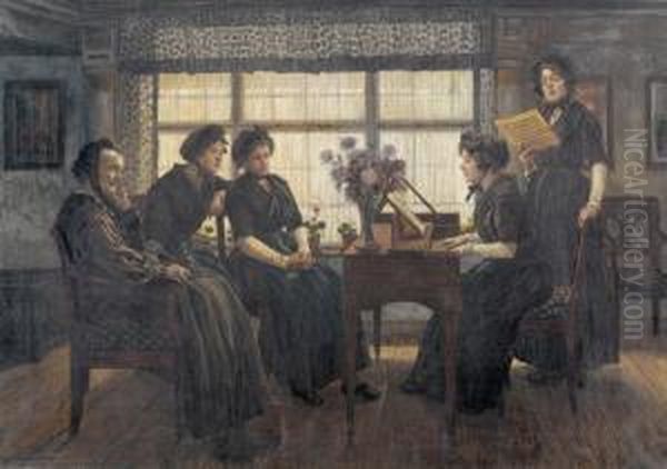 Frauen Beim Hauskonzert Oil Painting by Walther Firle