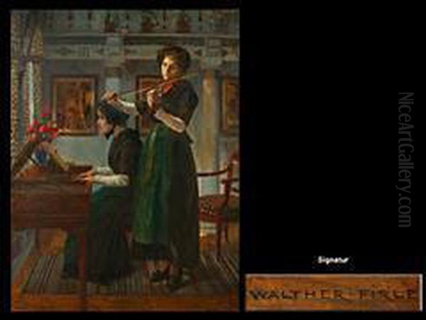 Musikstube Im Hause Des Kunstlers Oil Painting by Walther Firle