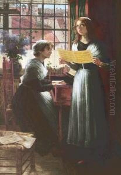 Gesangsstunde In Einem Schlesischen Musikzimmer Oil Painting by Walther Firle